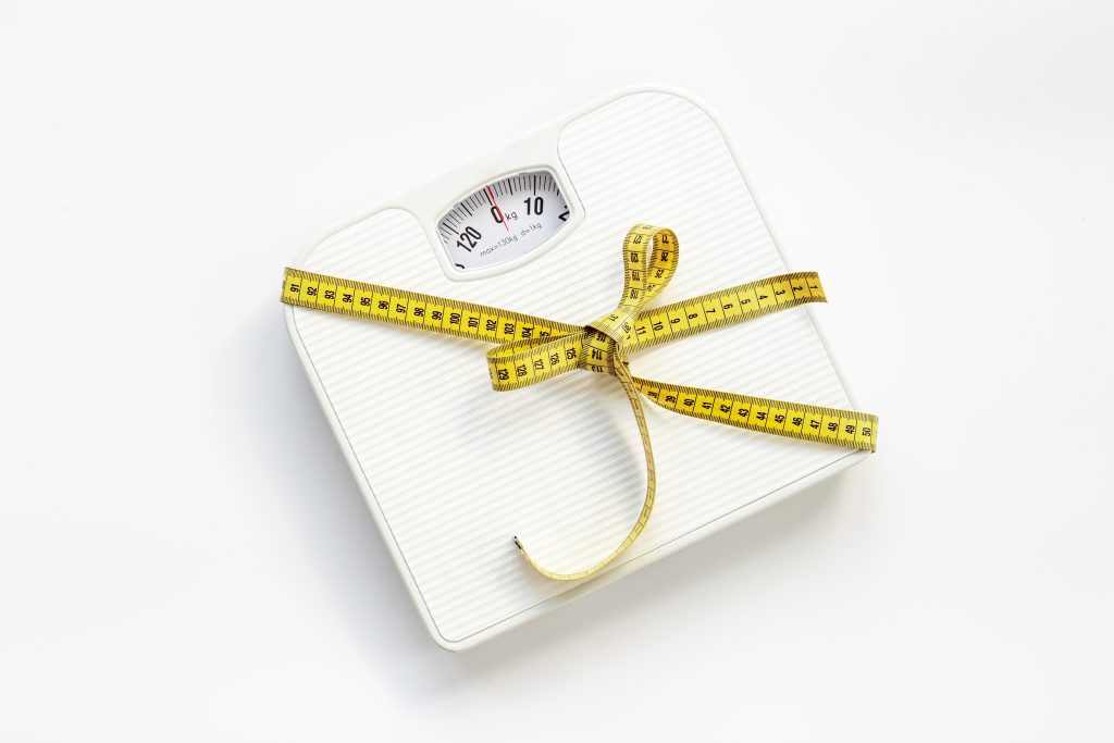 Weight,Scale,And,Tape,Measure,Top,View.,Weight,Control,Concept
